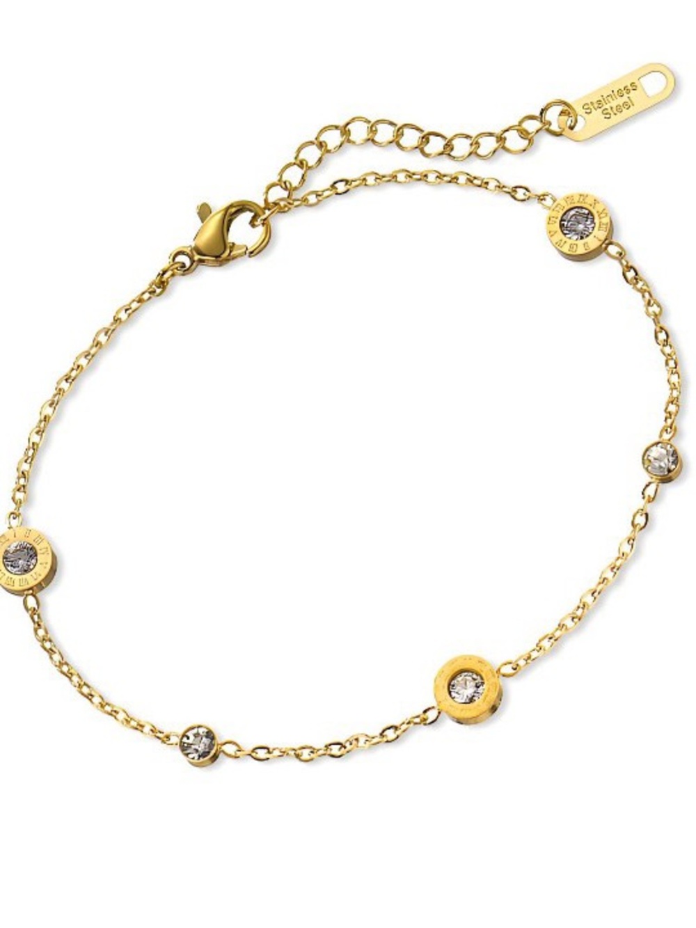 Delicate Gold Crystal Station Bracelet - Unbranded